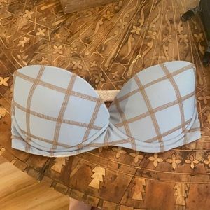 Blue stripped acacia padded bikini top size Small